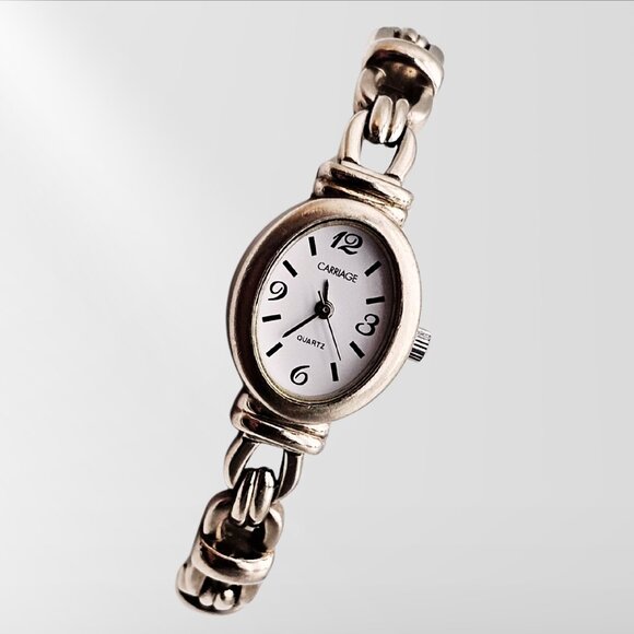Carriage by Timex Women’s Quartz Bracelet Watch Silver Oval Face Vintage - Picture 1 of 9